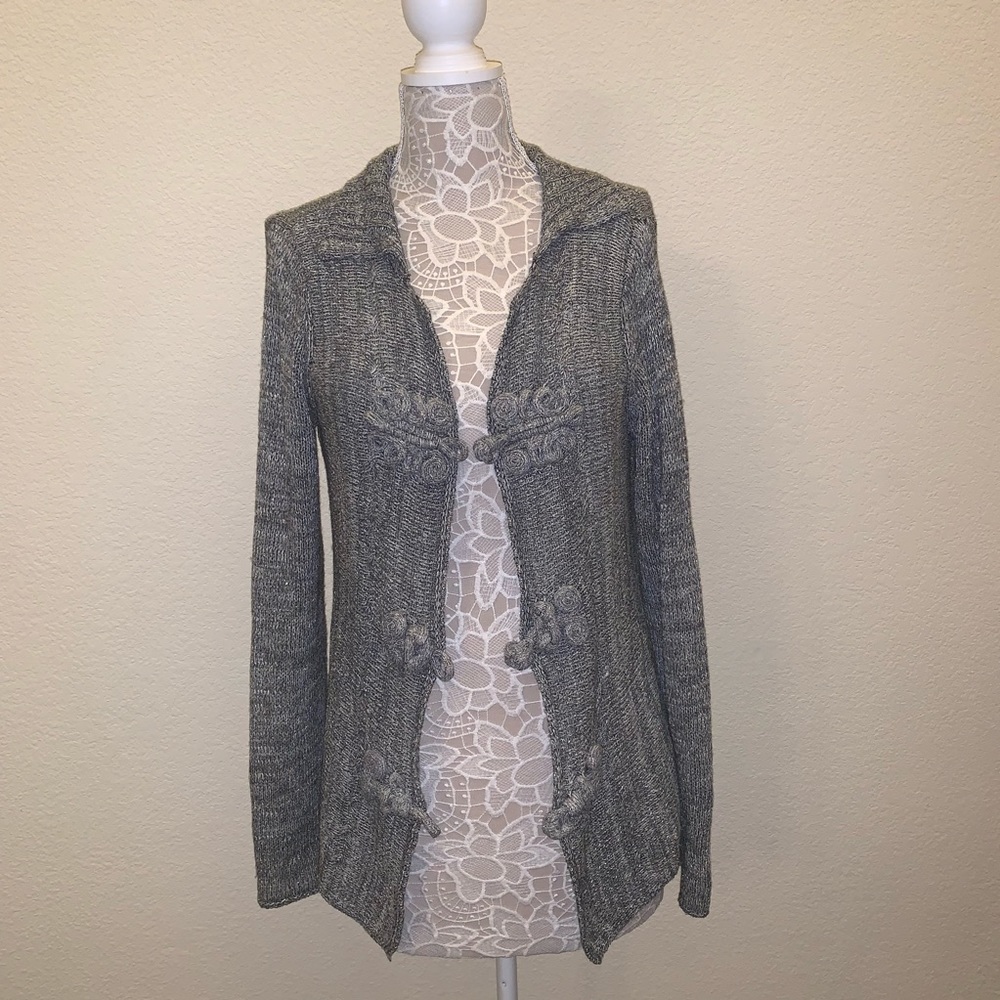 Coldwater Creek Blue Silver Metallic Cardigan